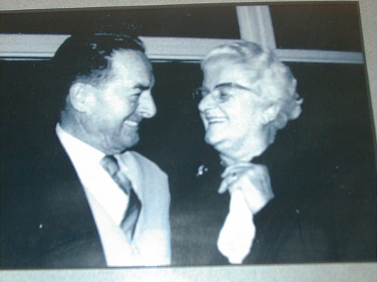 Eileen and Arthur Bassett, laughing together