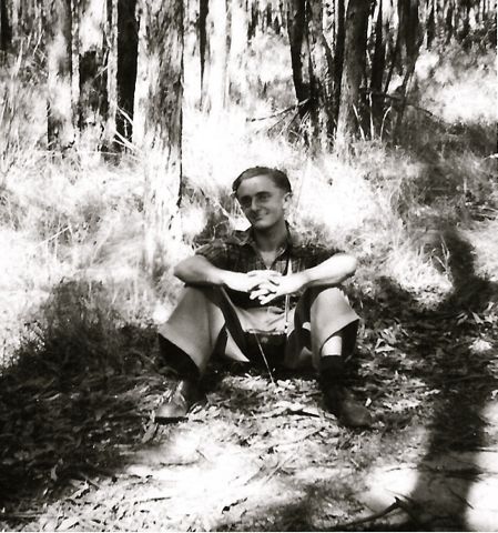 Dad in the bush, 1950s