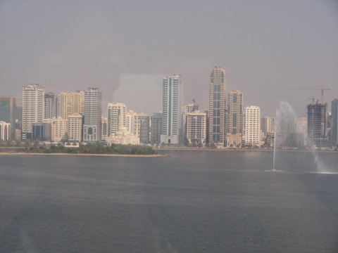 View from Hilton Hotel Sharjah across the Khalid Lagoon